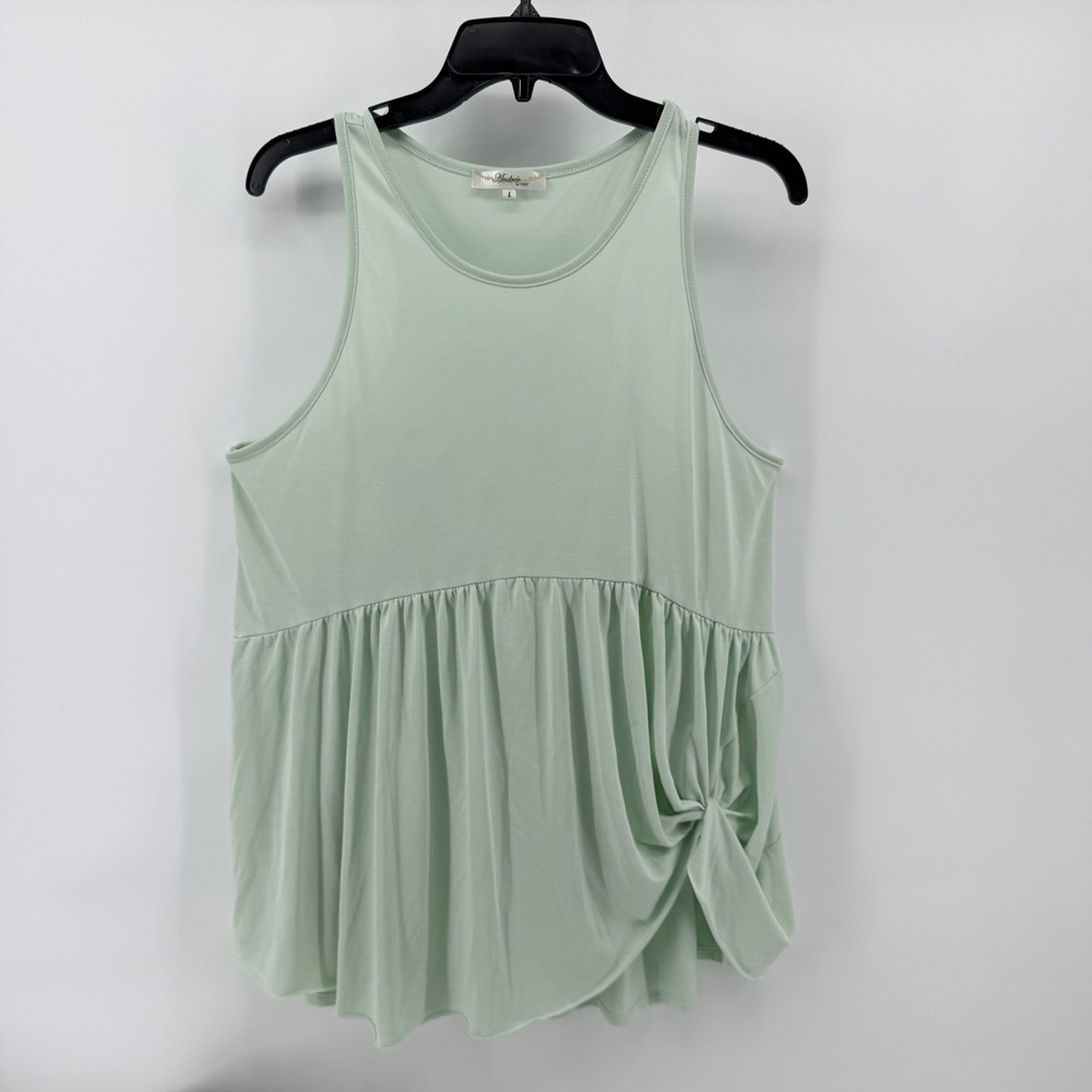 Andree by Unit Tank Top, Peplum, Knot Detail, Sleeveless, Casual, Green - Size L - Picture 8 of 8